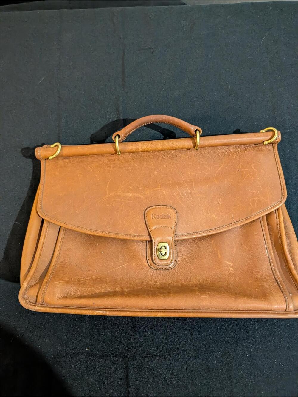 Coach 5266 Beekman Vtg Brown Leather Briefcase w Kodak Logo